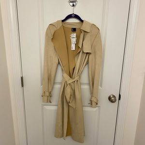 Love Token Faux Suede Trench Coat